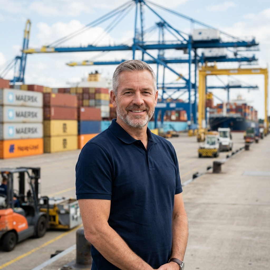 Marine container terminal operations with stacked containers and gantry cranes