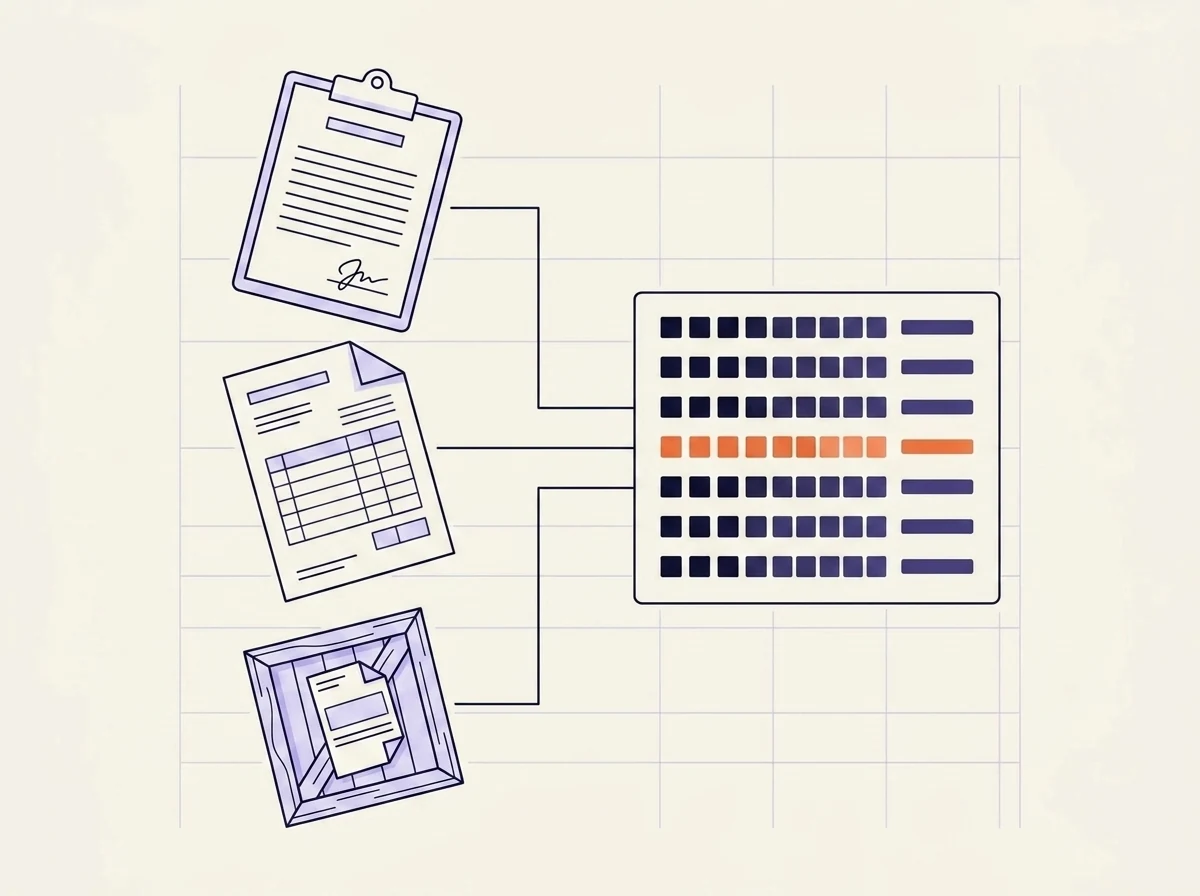 Documents flowing between trading partners and turning into structured records.